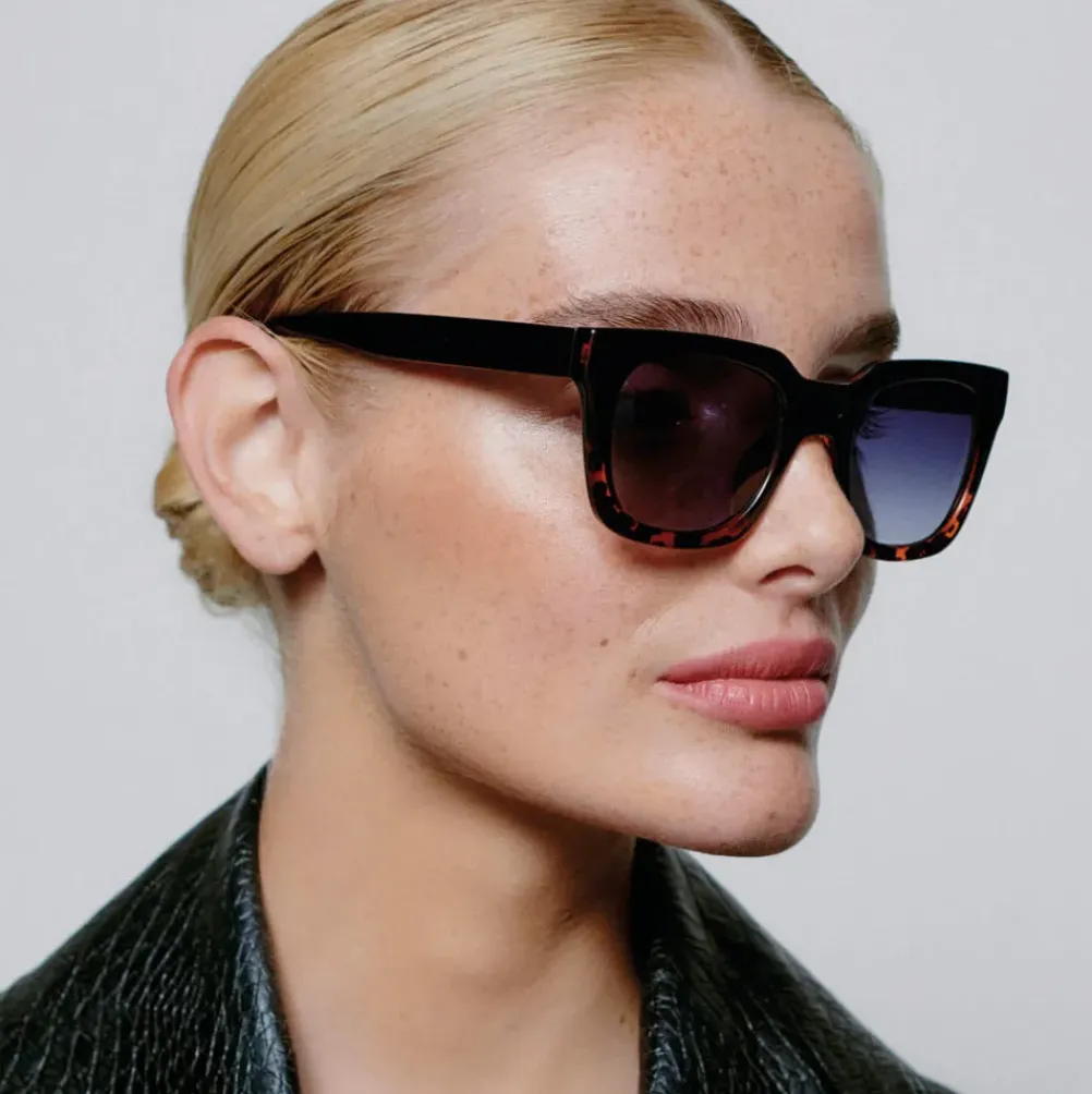 A.KJAERBEDE Nancy Black Demi Tortoise