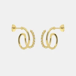 AND COPENHAGEN Shiny Double Swirl Hoops