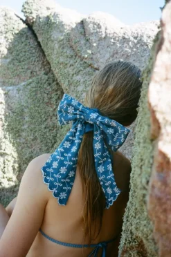 BECK SÖNDERGAARD Angela Denim Bow Scrunchie Coronet Blue