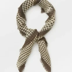 BECK SÖNDERGAARD Gingham Wica Scarf Deep Taupe Brown