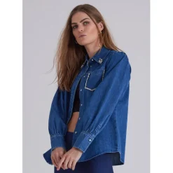 BRUUNS BAZAAR Cana Bess Shirt Dark Blue Denim