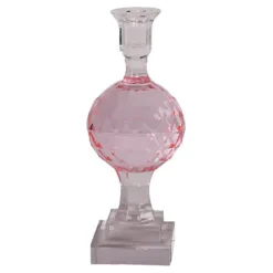 C'EST BON Høj krystal stage på fod med graveringer, pink, 25 cm