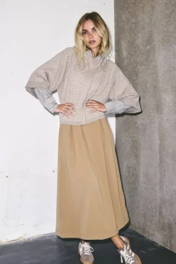CO' COUTURE Anya Pleat Skirt Khaki