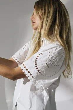 CO' COUTURE Kellise Embroidery SS Shirt Hvid
