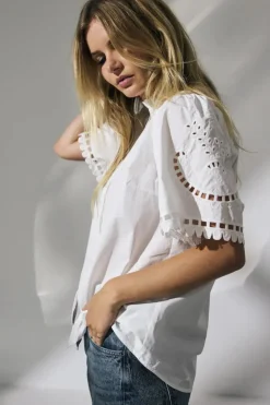 CO' COUTURE Kellise Embroidery SS Shirt Hvid
