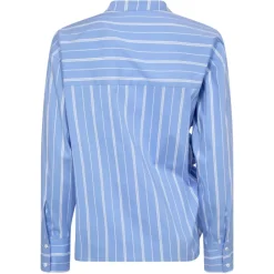 CO' COUTURE Shira Stripe Bow V-Blouse Pale Blue