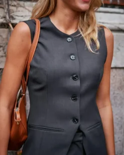 DEPECHE Kimmi Vest Dark Chocolate