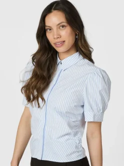 NEO NOIR Frannie Stripe Shirt Light Blue