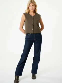 NEO NOIR Gamina Structure Waistcoat Khaki