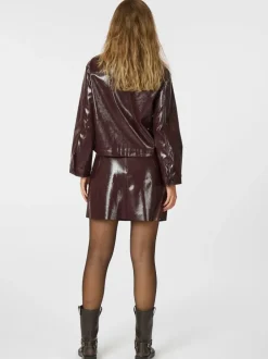 NEO NOIR Hemie Patent Skirt Burgundy