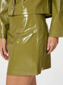 NEO NOIR Hemie Patent Skirt Olive