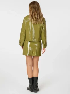 NEO NOIR Hemie Patent Skirt Olive