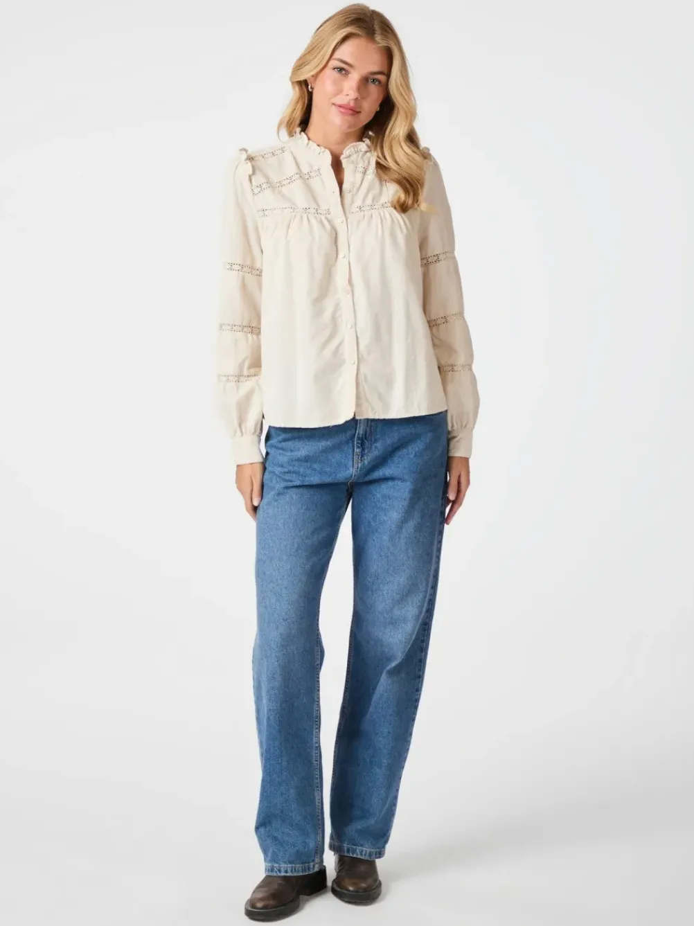 NEO NOIR Isala Corduroy Shirt Ivory