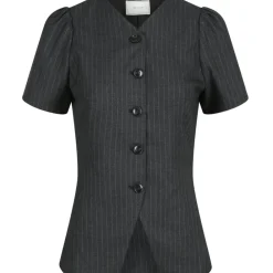 NEO NOIR Jules Pinstripe Blouse Antracit