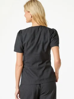 NEO NOIR Jules Pinstripe Blouse Antracit