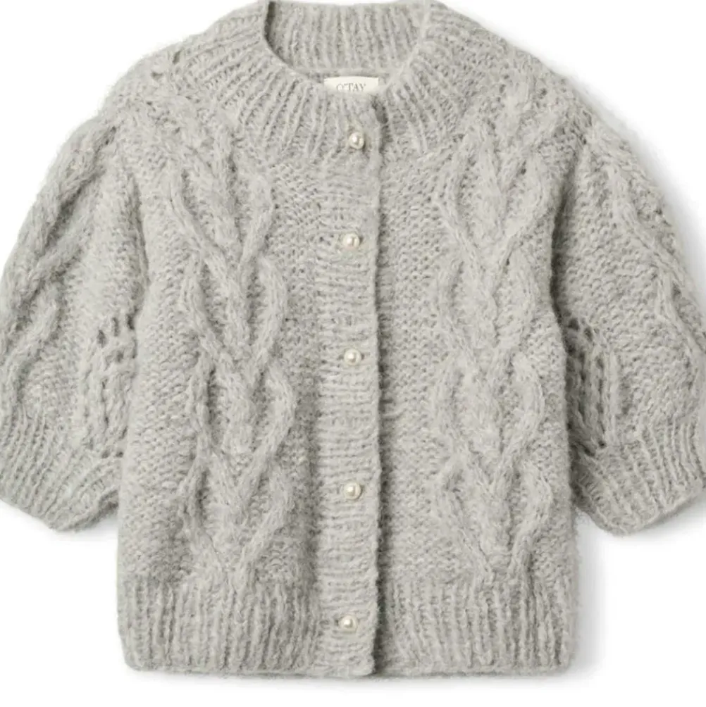 NEO NOIR Lilly Pearl Knit Cardigan Light Grey Melange