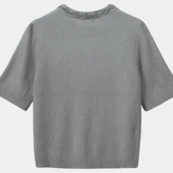 NEO NOIR Missy Knit Tee Light Grey Melange