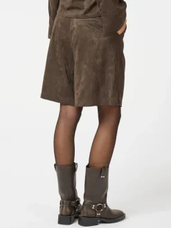 NEO NOIR Nika Faux Suede Bermuda Shorts Dark Brown