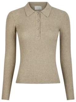 NEO NOIR Panama Knit Blouse Beige Melange