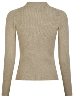 NEO NOIR Panama Knit Blouse Beige Melange