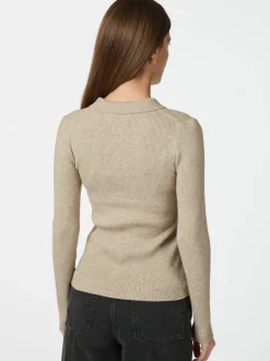 NEO NOIR Panama Knit Blouse Beige Melange