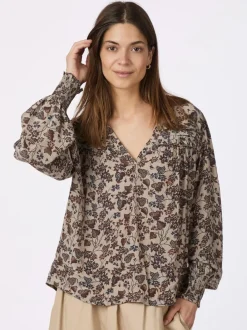 NEO NOIR Rhia Drapy Ivy Blouse Taupe