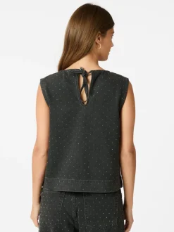 NEO NOIR Rissa Bedazzled Denim Top Black
