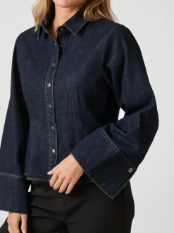 NEO NOIR Rosa Denim Shirt Dark Blue