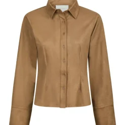 NEO NOIR Rosa Faux Suede Shirt Cognac