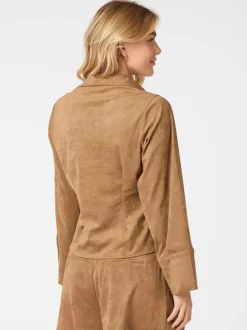 NEO NOIR Rosa Faux Suede Shirt Cognac