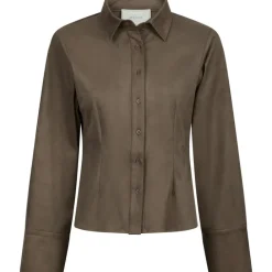 NEO NOIR Rosa Faux Suede Shirt Dark Brown