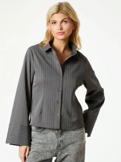 NEO NOIR Rosa Pinstripe Shirt Grey