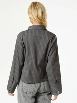 NEO NOIR Rosa Pinstripe Shirt Grey