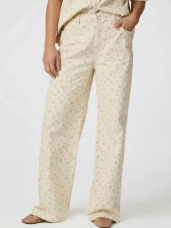 NEO NOIR Semba Floral Denim Pant Off White