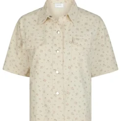 NEO NOIR Tiki Floral Denim Shirt Off White