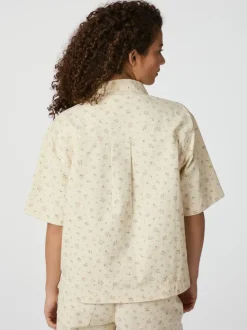 NEO NOIR Tiki Floral Denim Shirt Off White