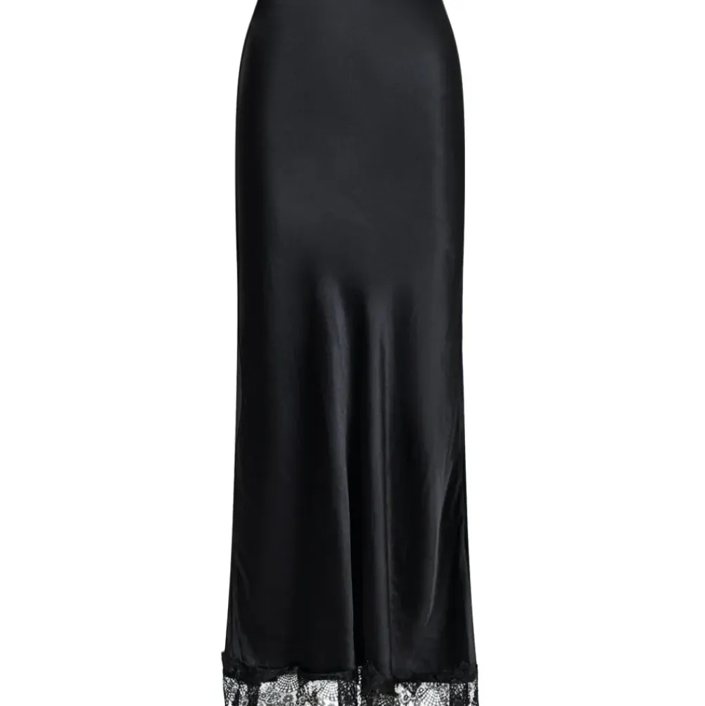 NEO NOIR Veroni Satin Lace Skirt Sort