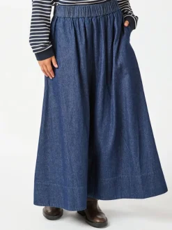 NEO NOIR Yara Denim Long Skirt Denim Dark Blue