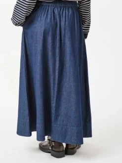 NEO NOIR Yara Denim Long Skirt Denim Dark Blue