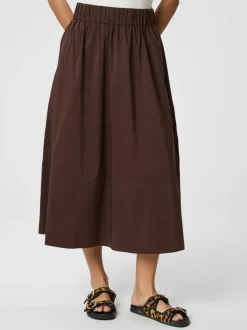 NEO NOIR Yara Poplin Skir Dark Brown