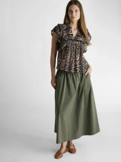 NEO NOIR Yara Poplin Skirt Army